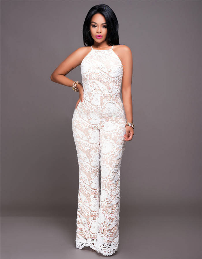 white low back jumpsuit