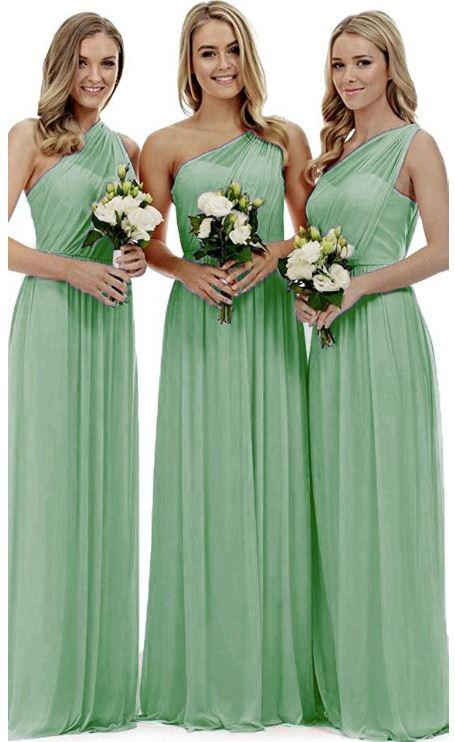  Bridesmaids  Dresses  Sage  Green  A line One Shoulder 