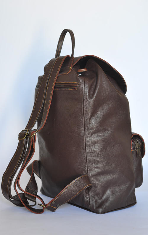 Genuine Leather Oxblood Backpack - side view