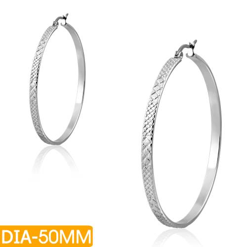 DIA-50MM | Engraved Hoop Clip Back Earrings (pair) - GEO541