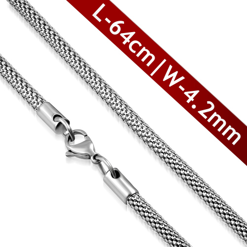 L-64cm W-4.2mm | Stainless Steel Lobster Claw Clasp Round Mesh Link Chain - CPI003