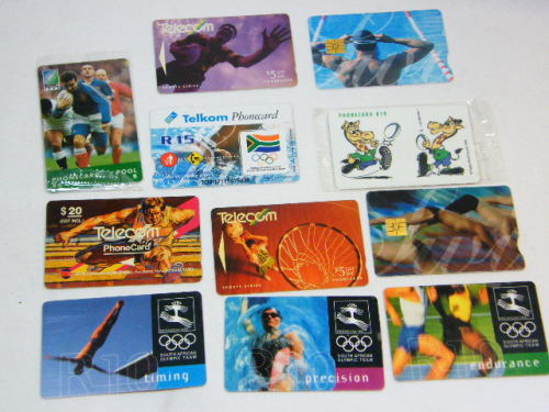 Lot of 11 sport themed phonecards