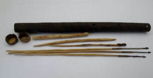 African, Possibly Bushman, Bark Quiver Of Arrows + Poison