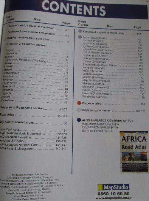 Road Atlas  Southern Central and East Africa Map studio