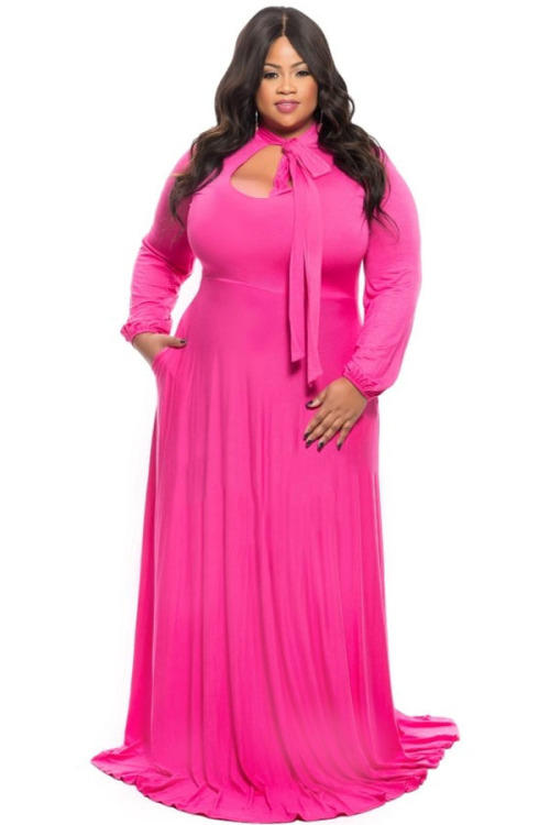 Formal Dresses - ***PLUS SIZE*** MAGNIFICENT PINK NECK BOW TIE LONG ...