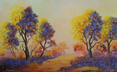 Paintings - YELLOW AND BLUE (Oil on stretched canvas and can be hung as ...