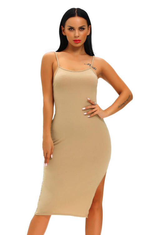 Formal Dresses - SEXY NUDE SIDE SLIT MIDI DRESS - S/M/L was listed for ...