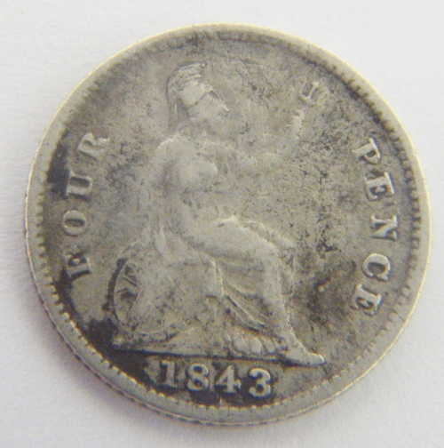 Great Britain 1843 four pence - well used