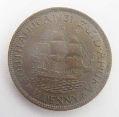 SA Union 1931 Half penny AU+