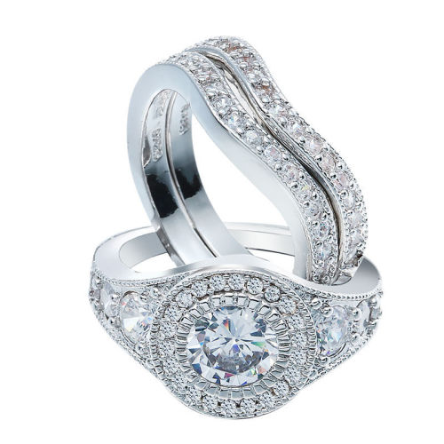  Rings  Beautiful 3 Pcs Wedding  Ring  Set Size 8 was sold 