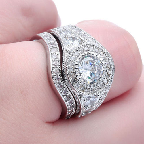  Rings  Beautiful 3 Pcs Wedding  Ring  Set Size 8 was sold 