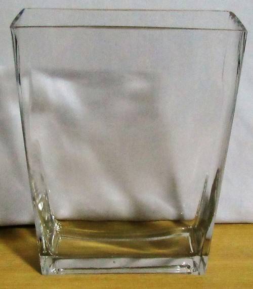 Vases A RECTANGULAR LARGE CLEAR GLASS FLOWER POT 30cm High