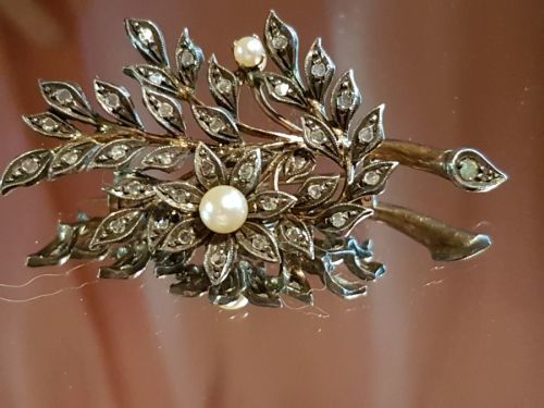 Antique Diamond and Pearl Brooch