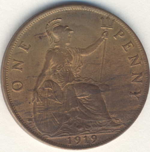 1919 Great Britain 1 Penny - XF+