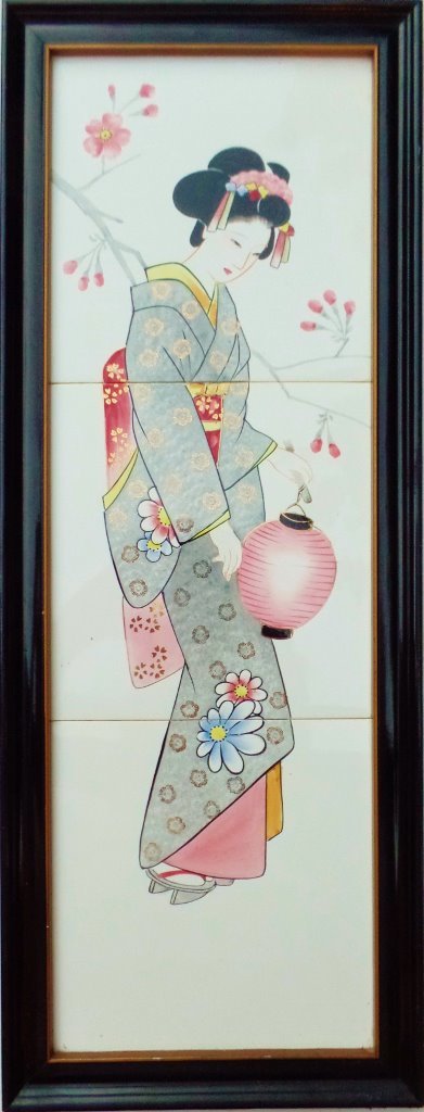 FRAMED ROYAL AVON WALL PLAQUE OF CHINESE FIGURE 