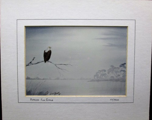 Lovely Lionel Ashley Numbered Art Print Framed In Board -Print Size 16,5cm/11cm -African Fish Eagle