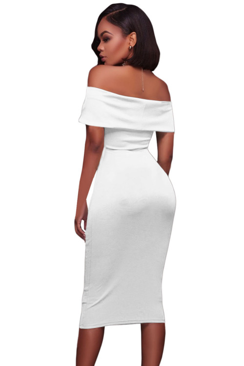 Formal Dresses - ELEGANT WHITE RUCHED OFF SHOULDER FORMAL COCKTAIL ...