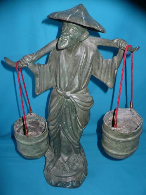 Metal BRONZED FIGURE OF A CHINESE WATER CARRIER was listed for R510