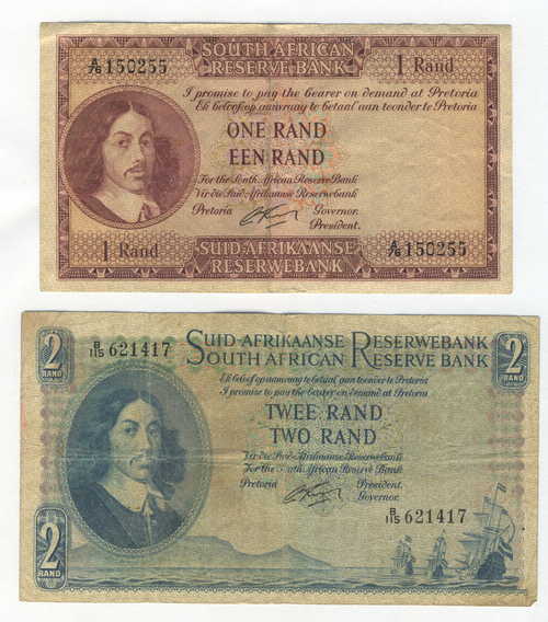 Set of South Africa Rissik one and two rands