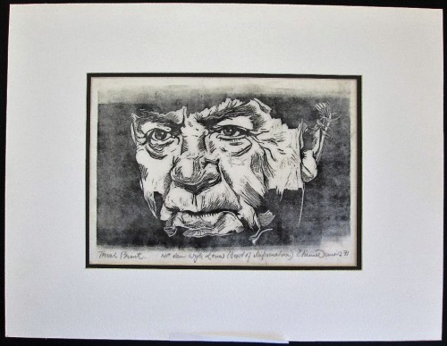 Ettiene Davies Trial Print Framed In Cardboard - NP Van Wyk Louw, 1971 - Print Size: 21cm/15cm