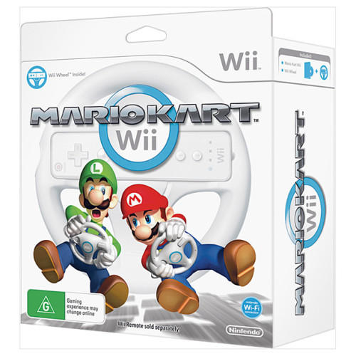 Games - MARIO KART GAME WITH OFFICIAL NINTENDO WII WHEEL BUNDLE (WHITE