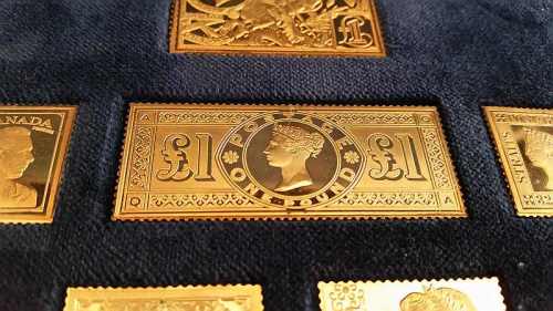 Gold Plated on Sterling Silver Stamp Collection - Treasures from the Royal Collection - +-439.4g