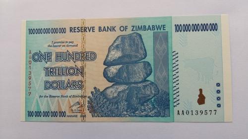 Africa One Hundred Trillion Zimbabwe Dollars Uncirculated Was One Hundred Trillion Zimbabwe Dollars Uncirculated