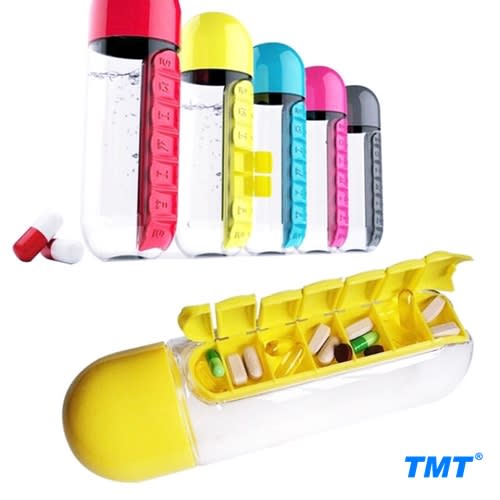 Water Bottle with Pill Dispenser | 5 Colors Available | Practical & Convenient | TMT Durban