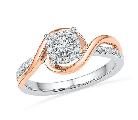  Engagement  Rings  Sterling Silver with Rose  Gold  Promise 