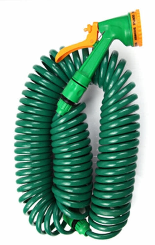Hoses Hose Reels 15m 50ft Coil Kink Free Garden Pipe 15m 50ft Coil Kink Free Garden Hose Pipe Spray Head Nozzle