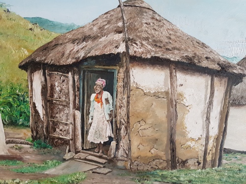 Paintings - Sandile Sibiya. Huge Original Oil of Zulu Huts. Framed. Signed. was listed for R2 ...