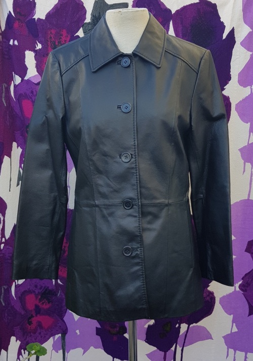 ladies genuine leather jacket size 10 black
