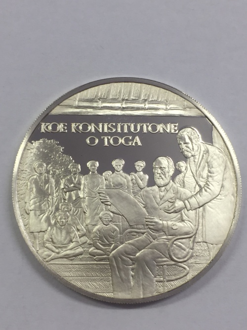Sterling silver proof medallion honoring the 100th Anniversary of the constitution of Tonga 1975