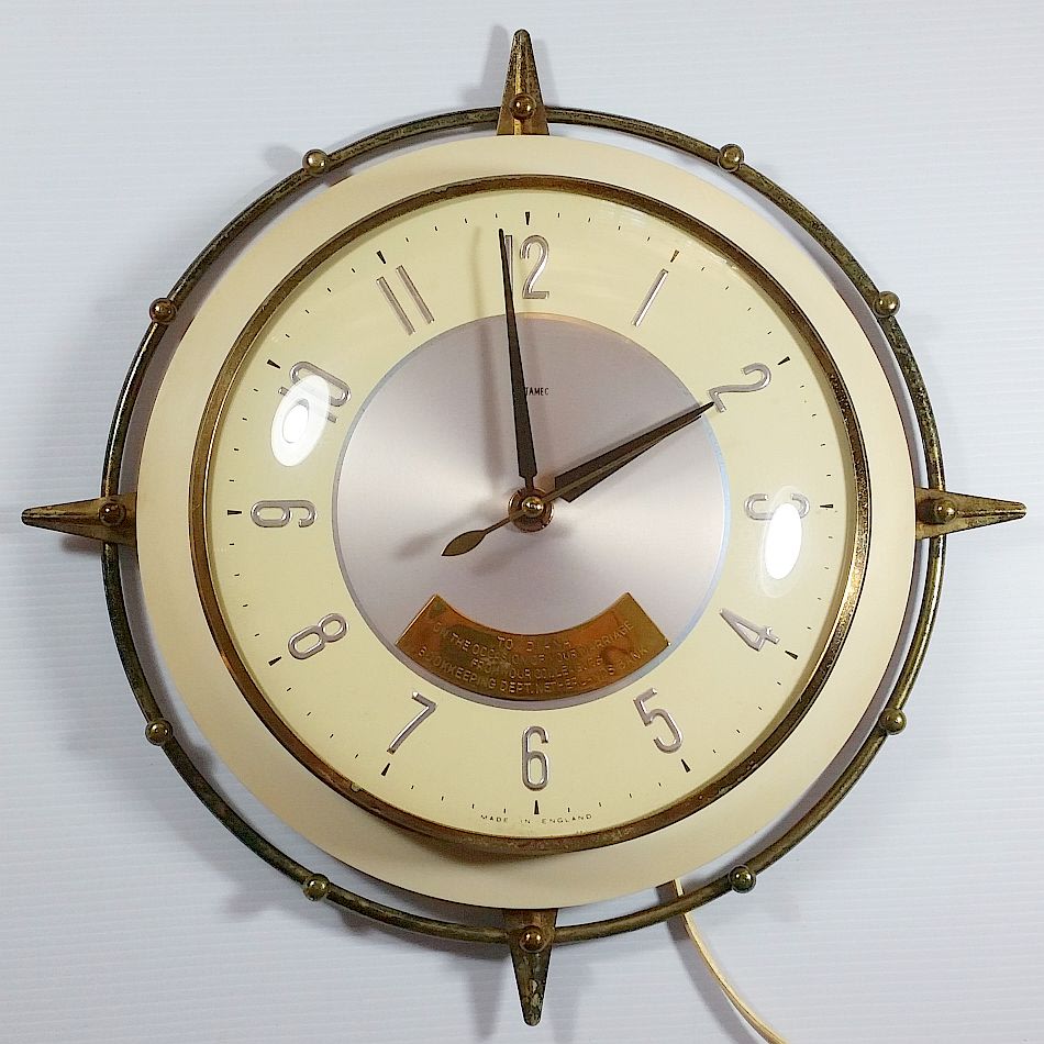 Art Deco Metamec Wall Clock Compass 