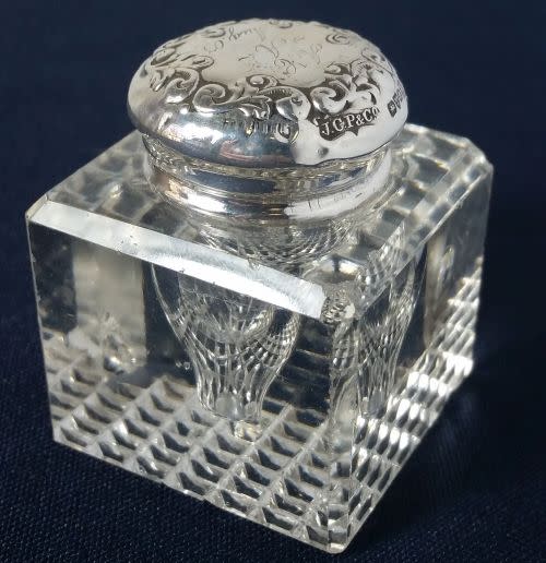 Glass Inkwell with Sterling Silver Top (4g) - Chester 1902