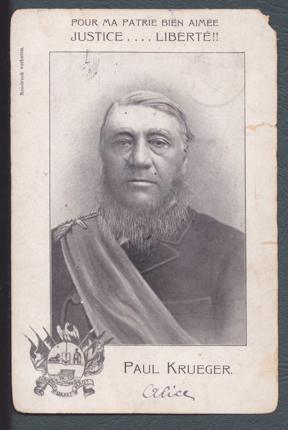 Anglo Boer War Postcard "Paul Kruger" 1901, used.