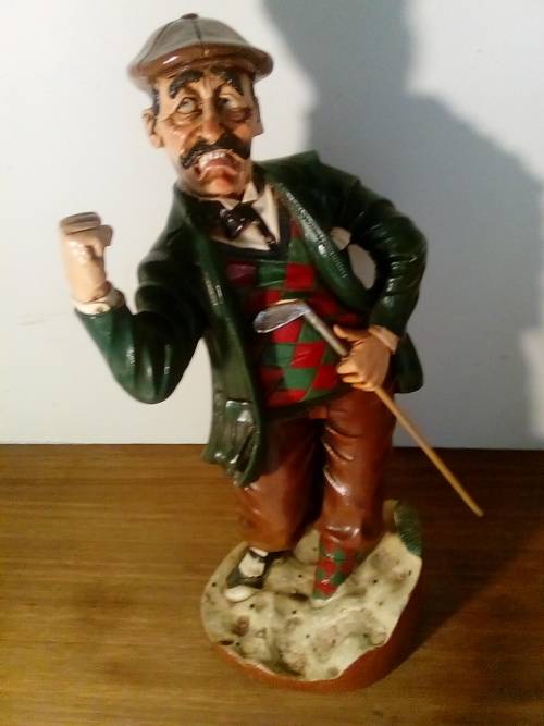 Porcelain & Ceramic Rare Vintage Peter Mook "Angry Golfer