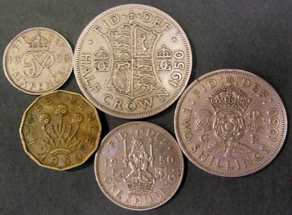 Great Britain - *CRAZY R1 START* Great Britain - 1950 set of 5 coins ...