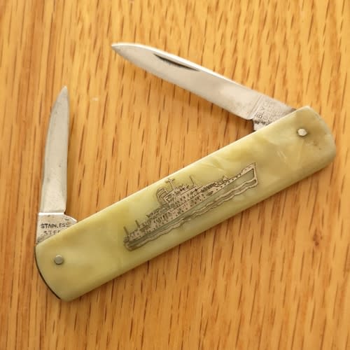 RMS Windsor Castle - Pocket Knife - E Blyde & Co Sheffield England - Faux Mother of Pearl