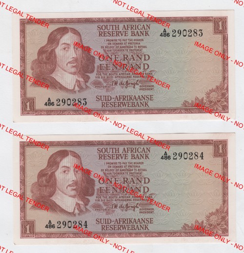 TW de Jongh Third Issue R1 notes - set of 2 consecutive numbers - uncirculated