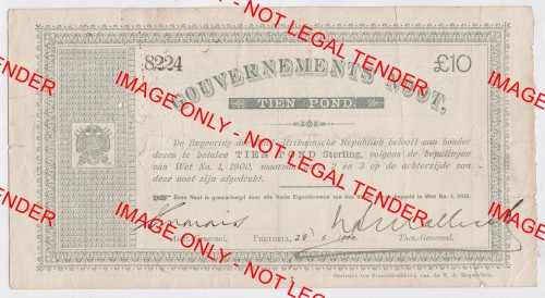 ZAR Pretoria Ten Pound note - Excellent with some small tears & 2 staple holes - Variety A