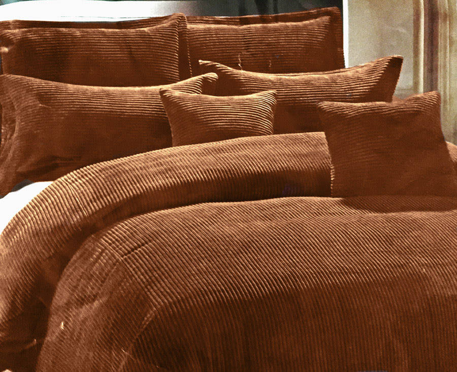 Blankets & Comforters Super King Plush Corduroy Stripe 5pc Comforter