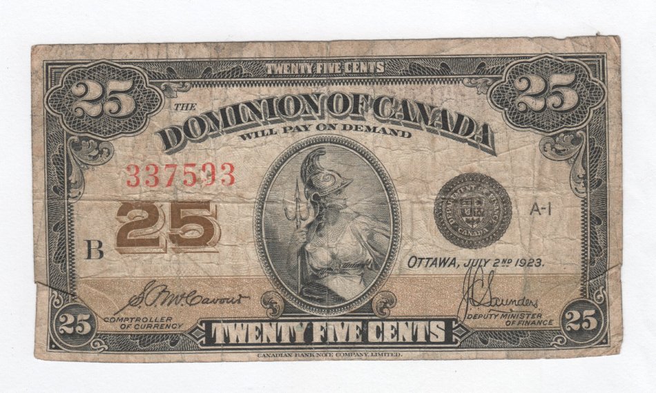 Canada 25 Cent 1923 Cavour Sounders