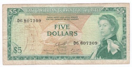 East Caribbean Currency Authority - 5 Dollars 1965