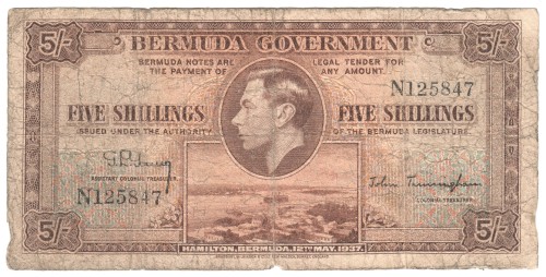 Bermuda 5 Shillings - 12 May 1937