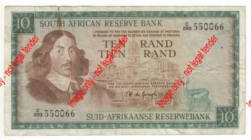 TW de Jongh 3rd issue R10 note with nice number (550066)