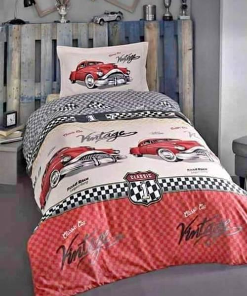 Santiago Retro Car Bedding Duvet Quilt Cover Set Single Double King