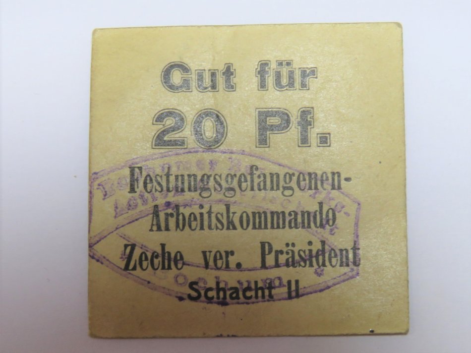German WW1 Arbeidskommando 20 pfennig "Good for POW currency token