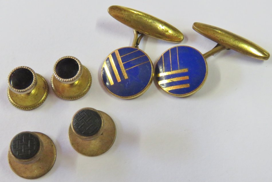 Vintage gold plated cufflinks and collar studs