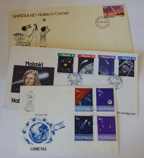 Lot of 3 first day covers with comet stamps